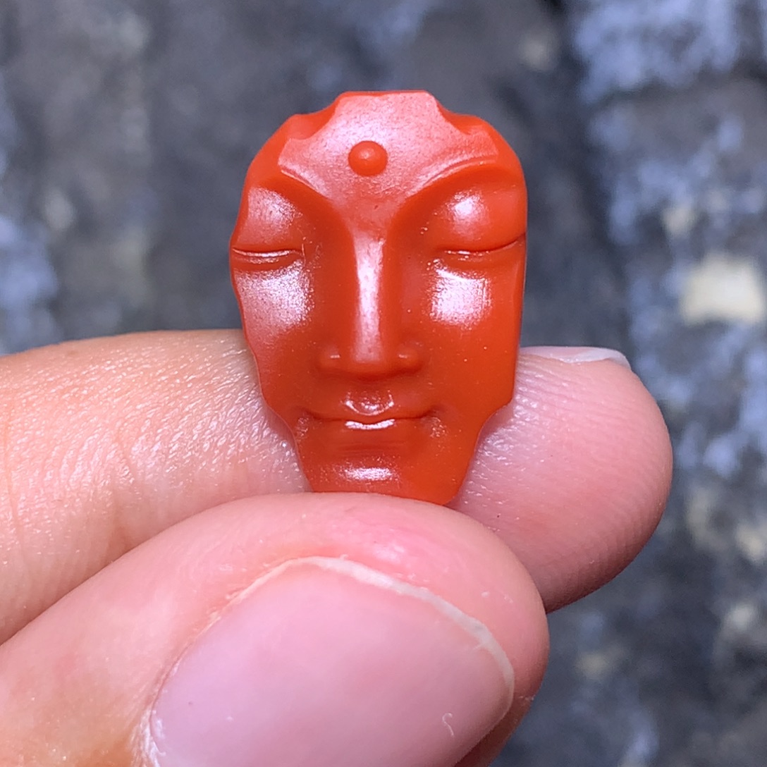 南红玛瑙未镶嵌精品满肉柿子锦残佛