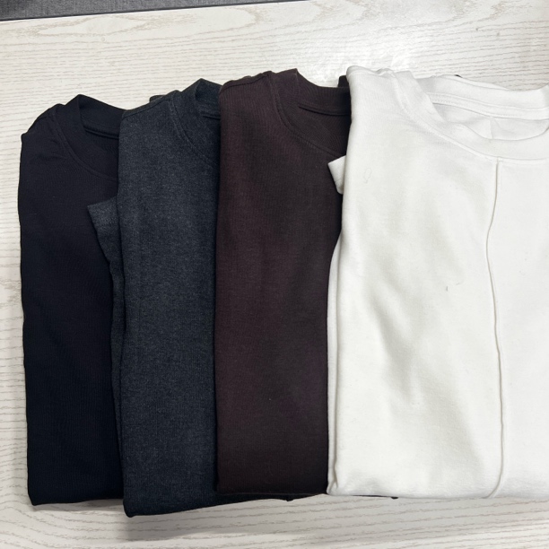 秋原瞳-前杠多色弹力T长袖针织时尚休闲百搭修身圆领纯色保暖