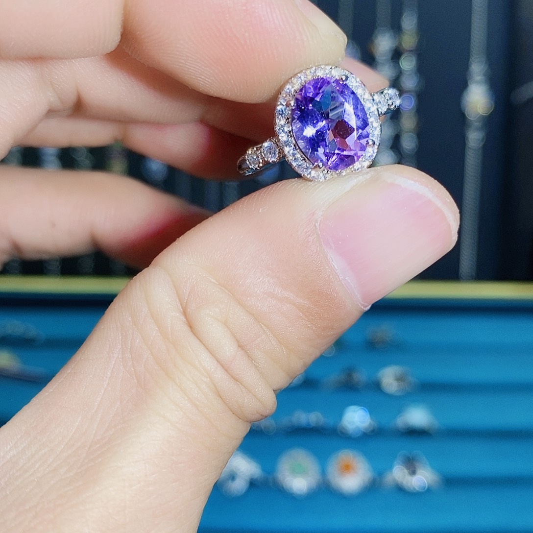 紫晶珠宝半成品银S925镶嵌