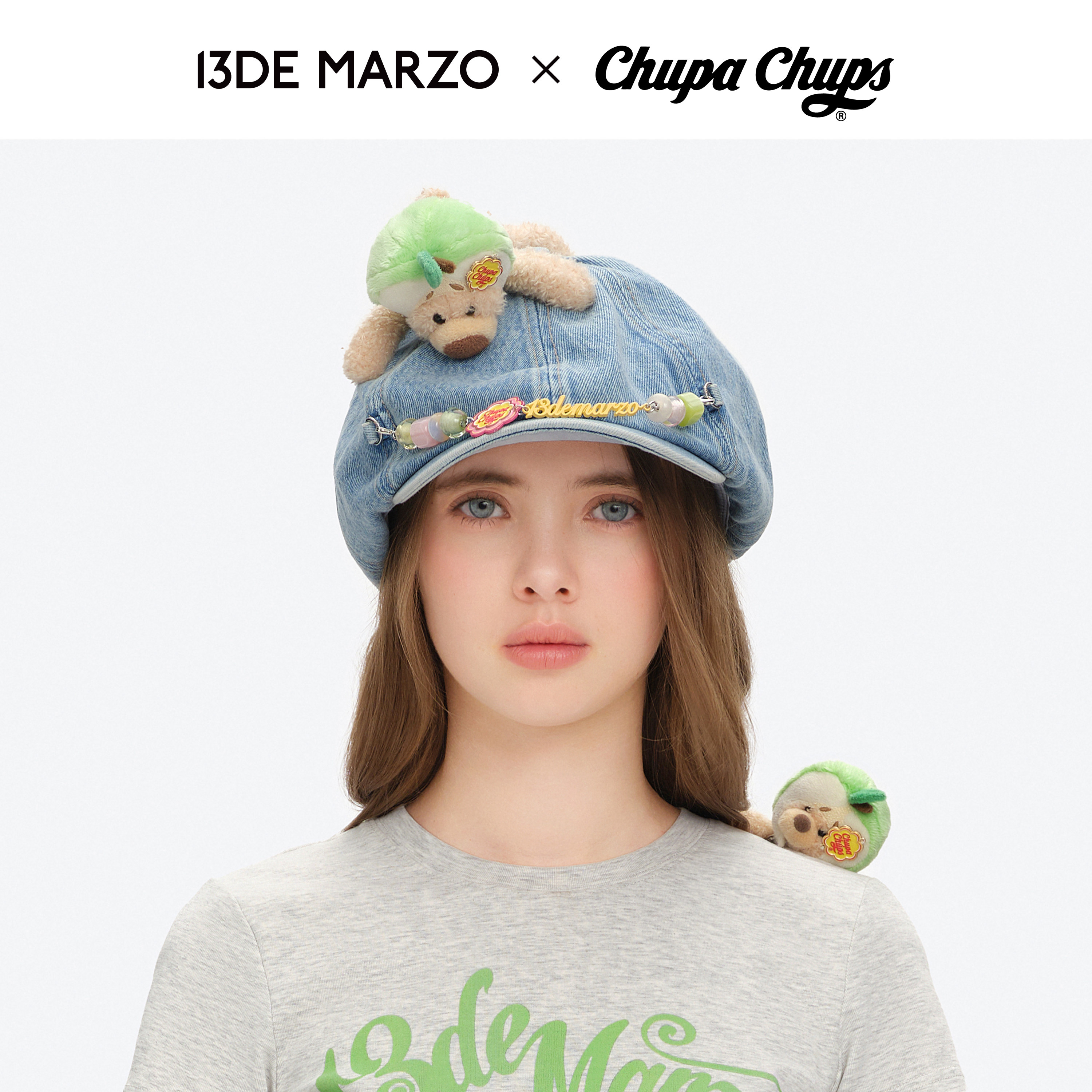 13DE MARZO x 珍宝珠联名系列2026春夏新款链条八角帽时尚帽子