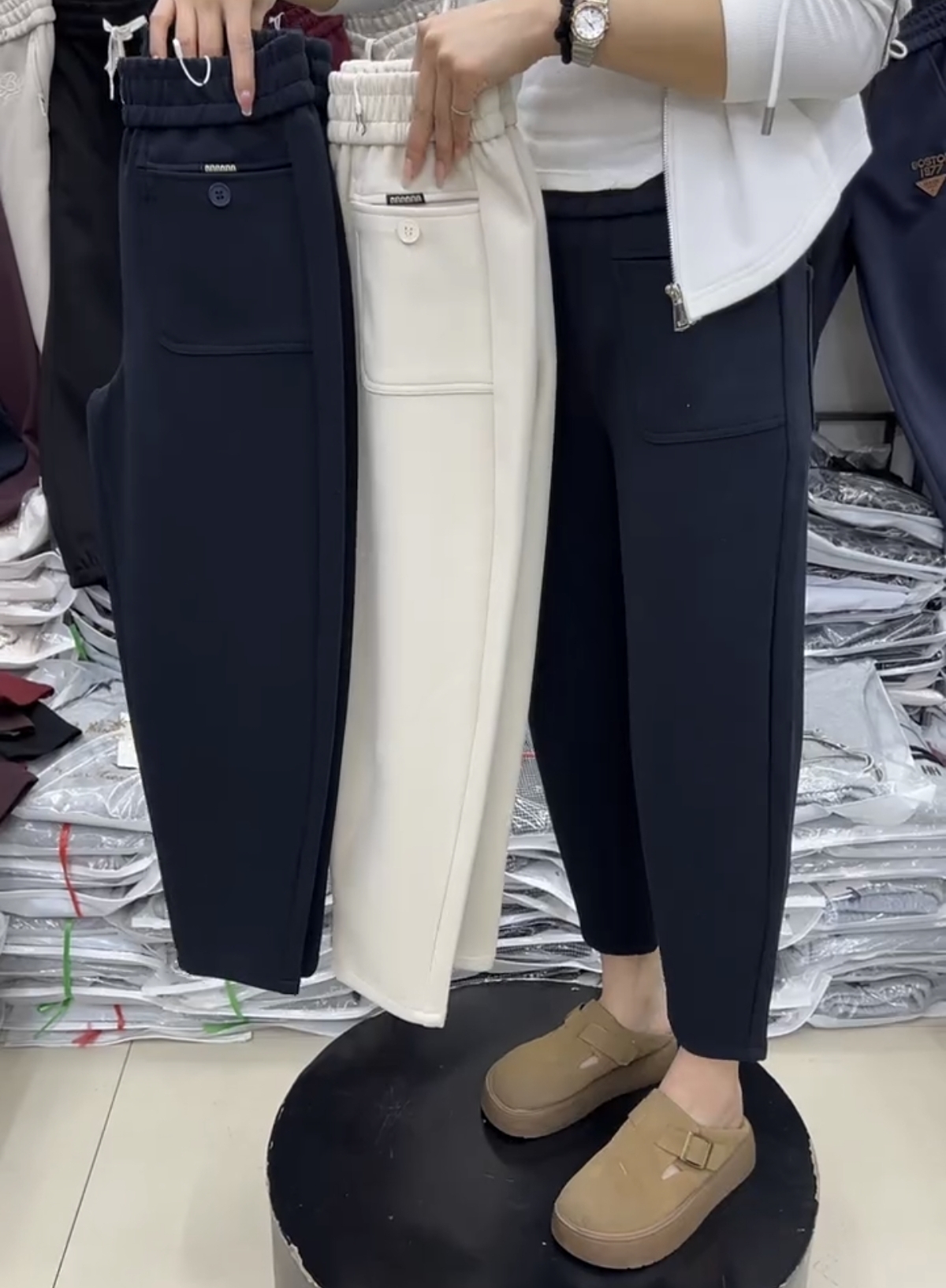 2761（裤长88）春季新款哈伦裤卫裤女小个子薄款九分裤