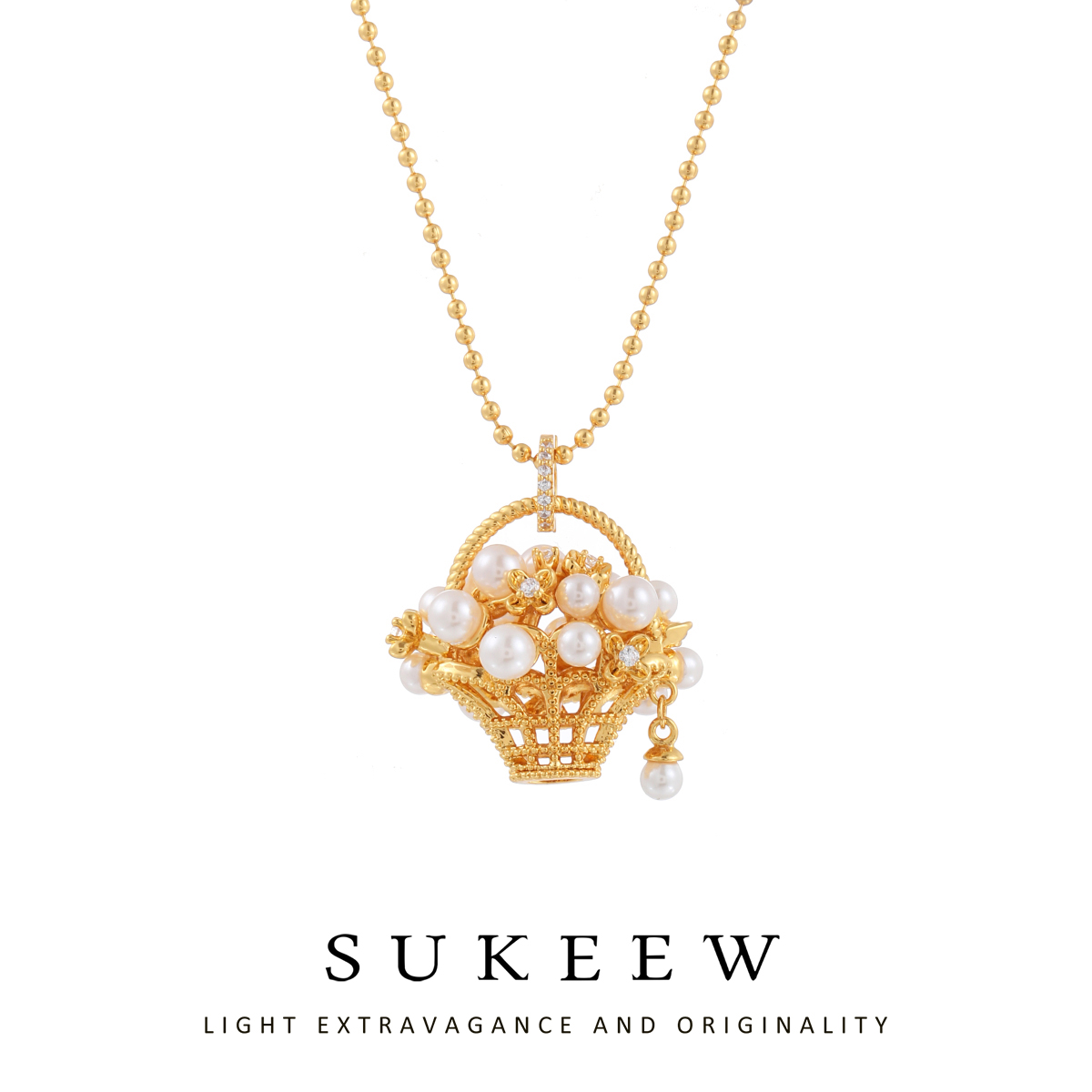 SUKEEW/酥可 镀k金 【财篮子】气质甜美高级感花篮项链256202