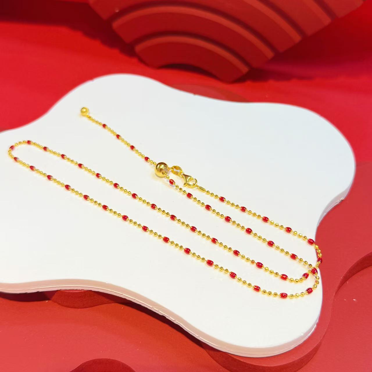 坠链均925银 S925银红灯笼项链HNZ11171