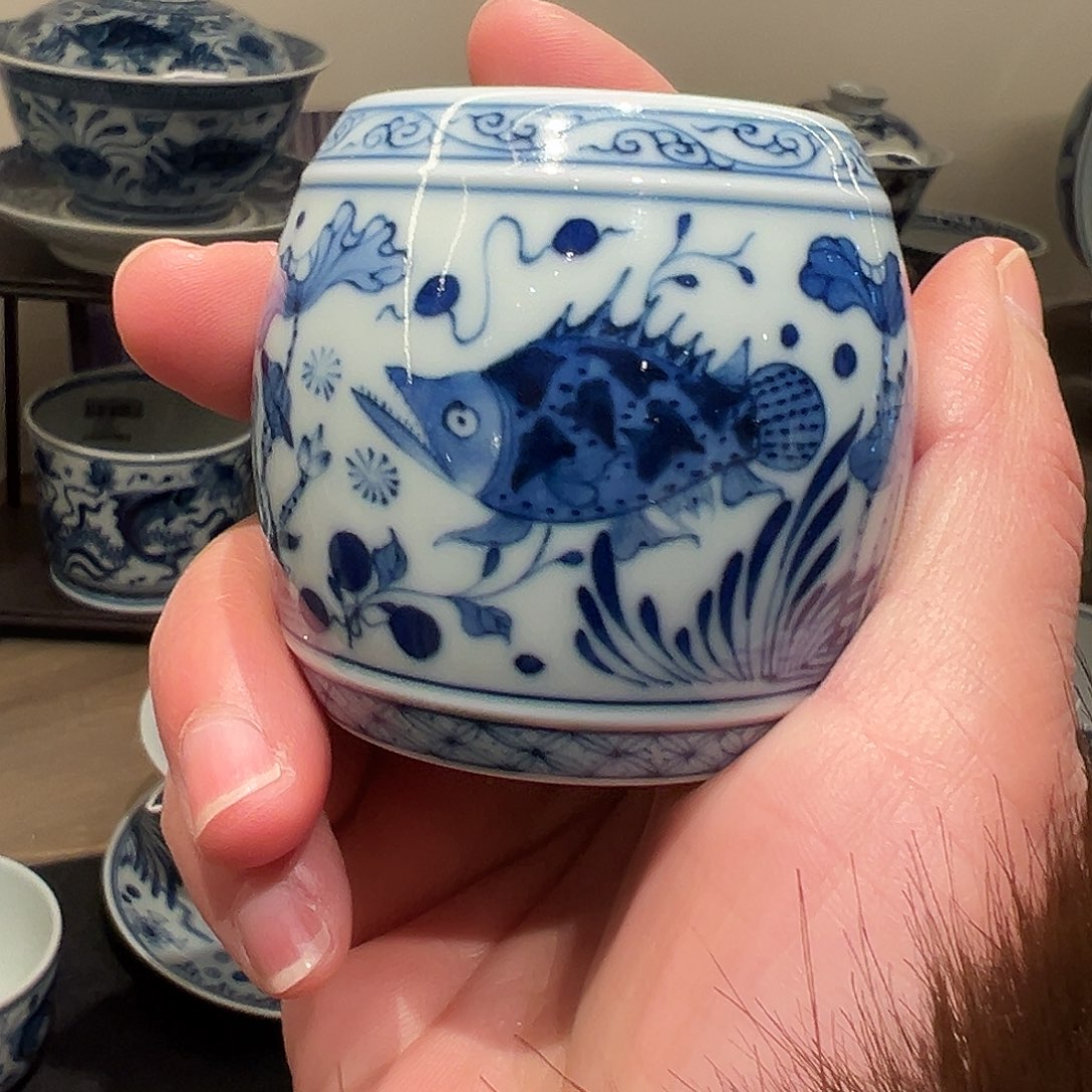 康****）钟家窑柴窑鱼藻纹盖置