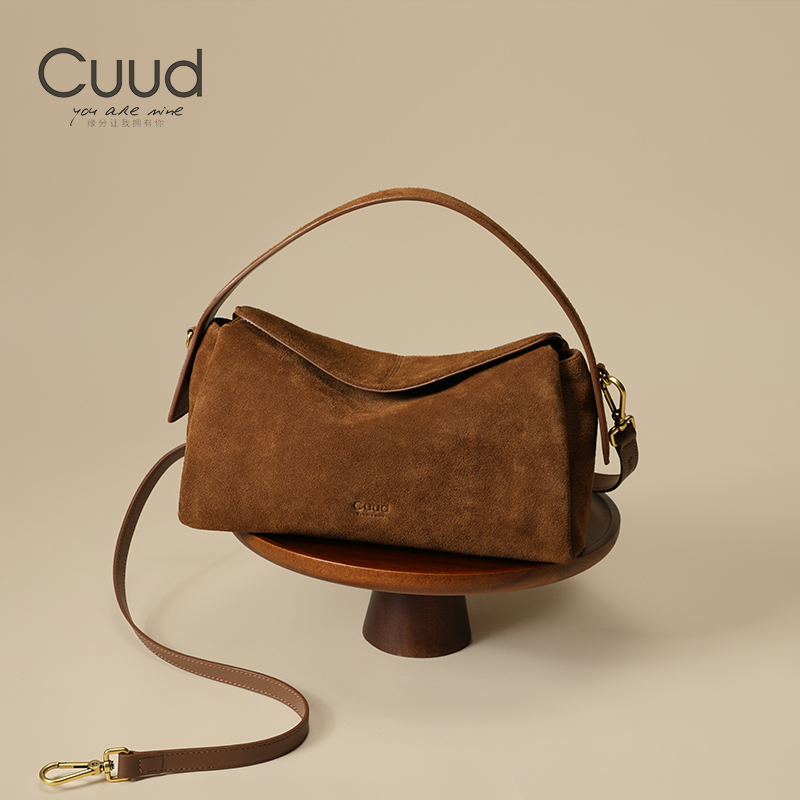 Cuud2025秋冬新款吐司包复古时髦感麂皮枕头包斜挎包轻奢手拎包