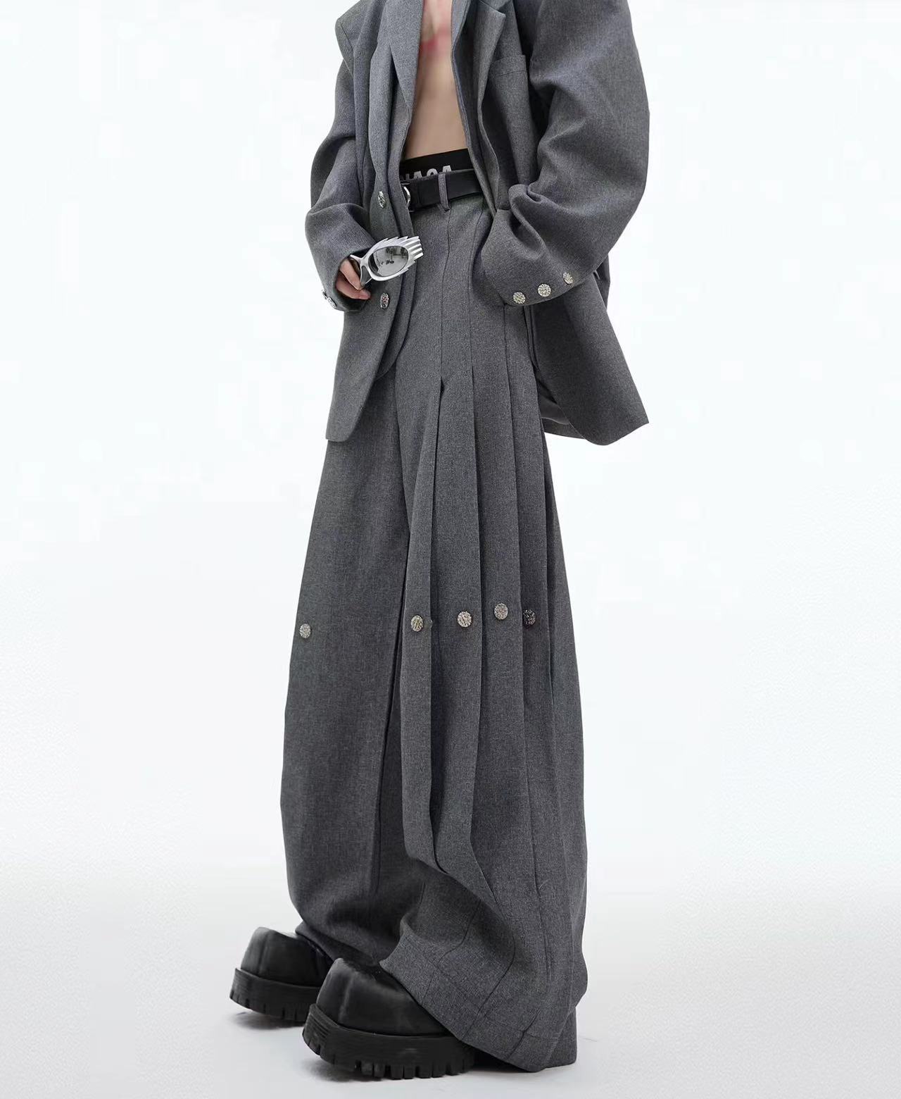 BR潮牌克复古铆钉马蹄休闲长裤090500