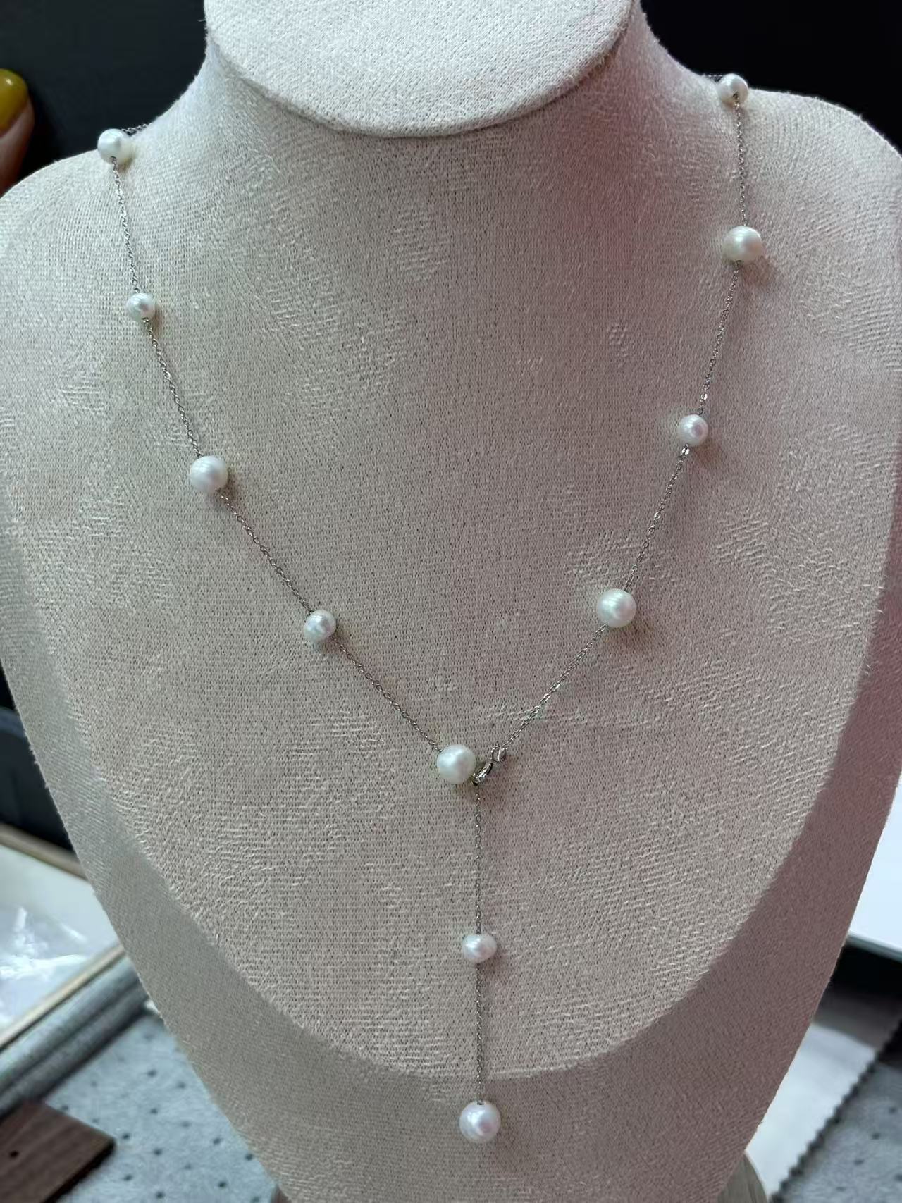 1071天然珍珠白色满天星项链