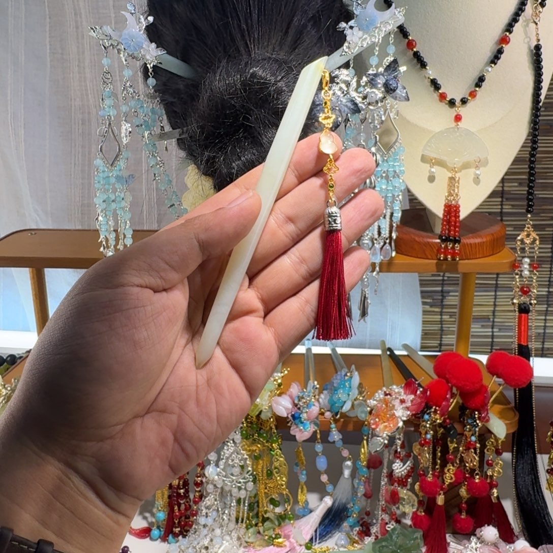 蛇纹石玉合金发饰