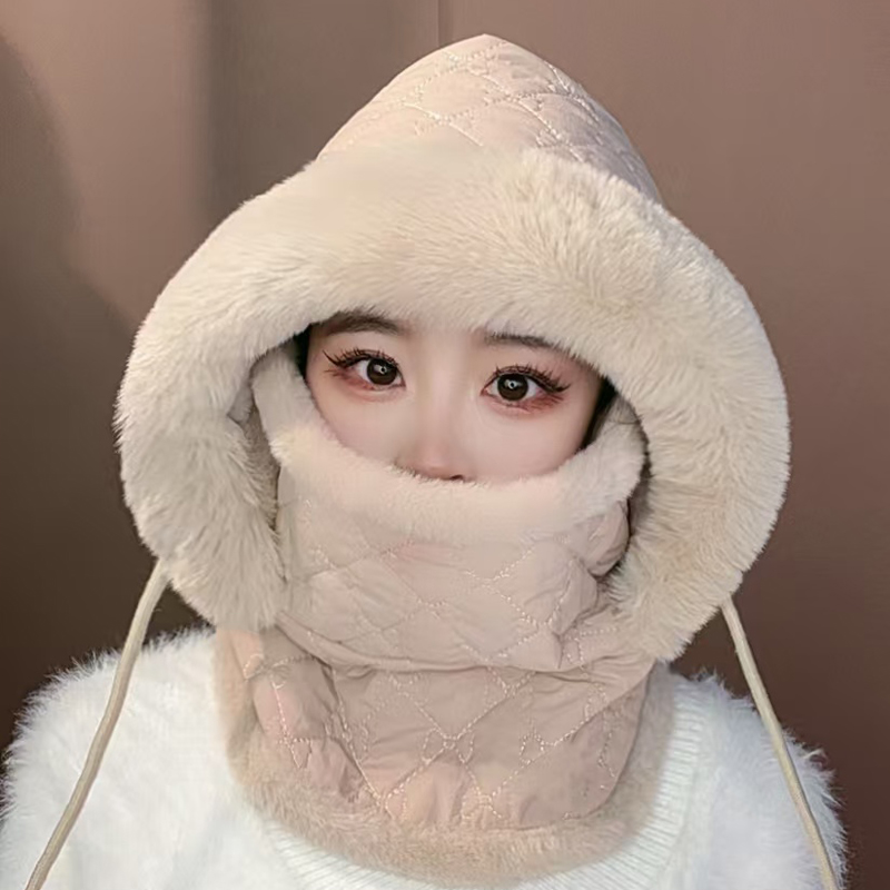 2025新款冬季女款骑行帽防风防寒一体护耳帽防水加厚保暖帽子男