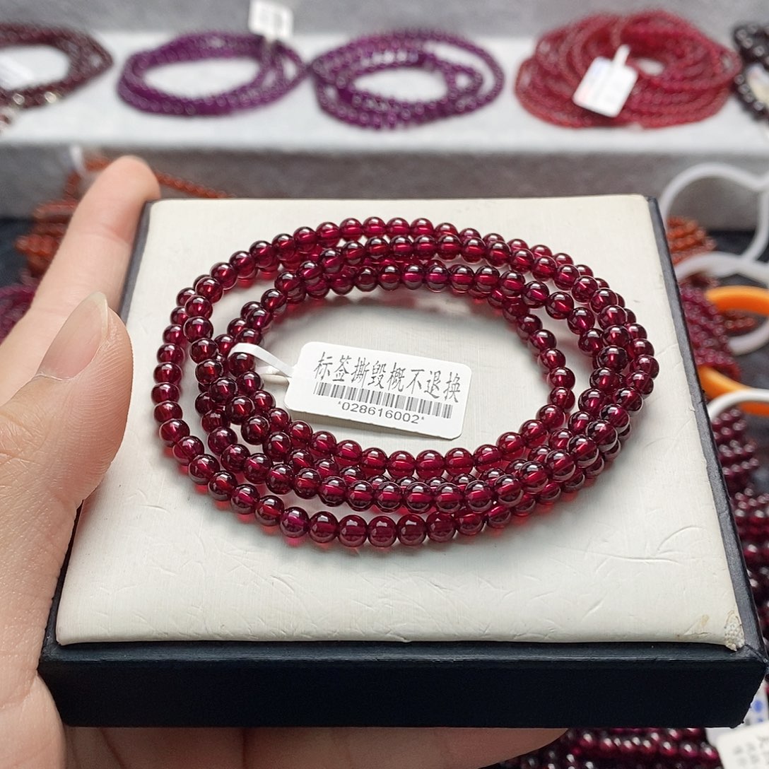 石榴石手链未镶嵌4.6mm四圈