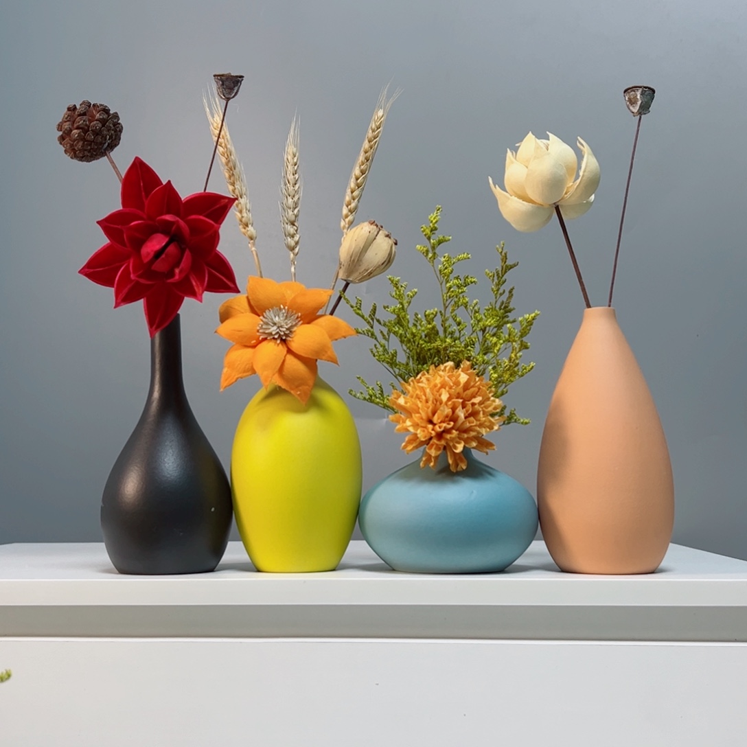 摆件景德镇手作陶瓷花瓶摆件无孔