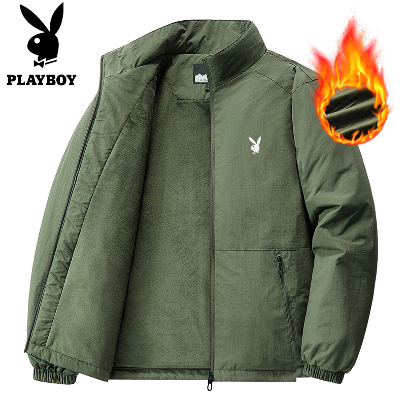 花花公子秋冬男士休闲棉衣外套立领男装大码防风保暖棉服加绒加厚