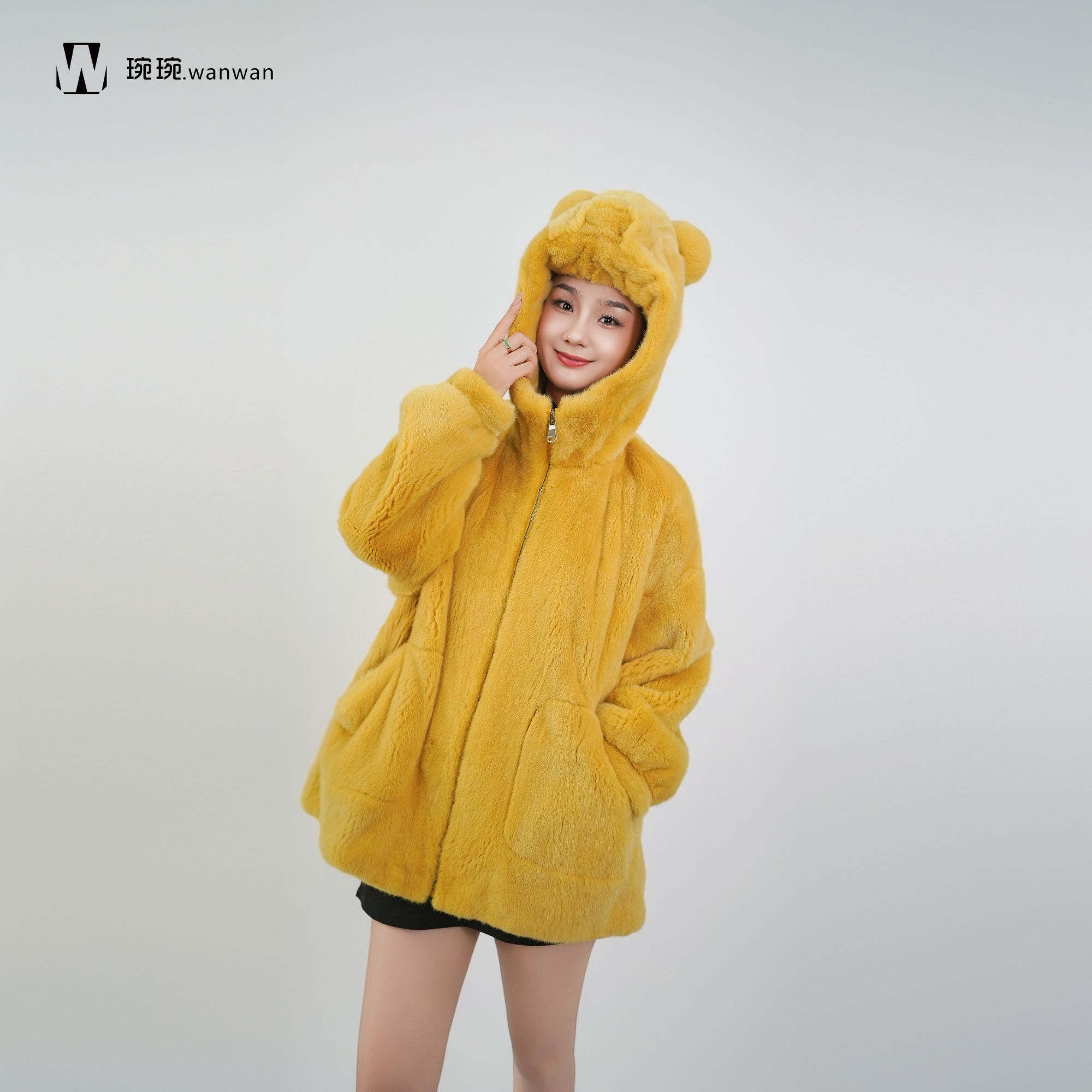 三髦【琬琬.wanwan】“小熊”设计师进口水貂皮草外套