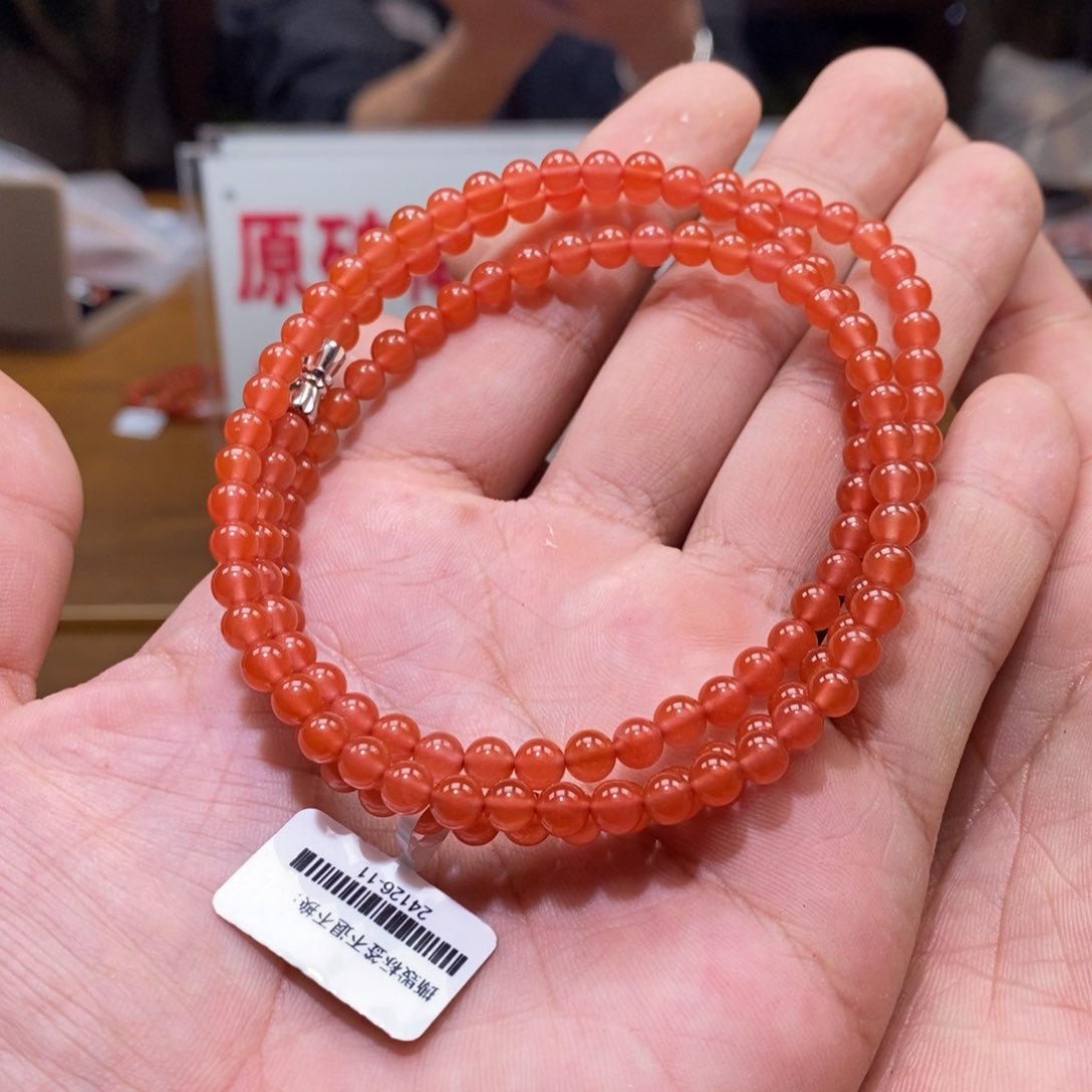 南红玛瑙多圈未镶嵌5mm➕小庄冰红108