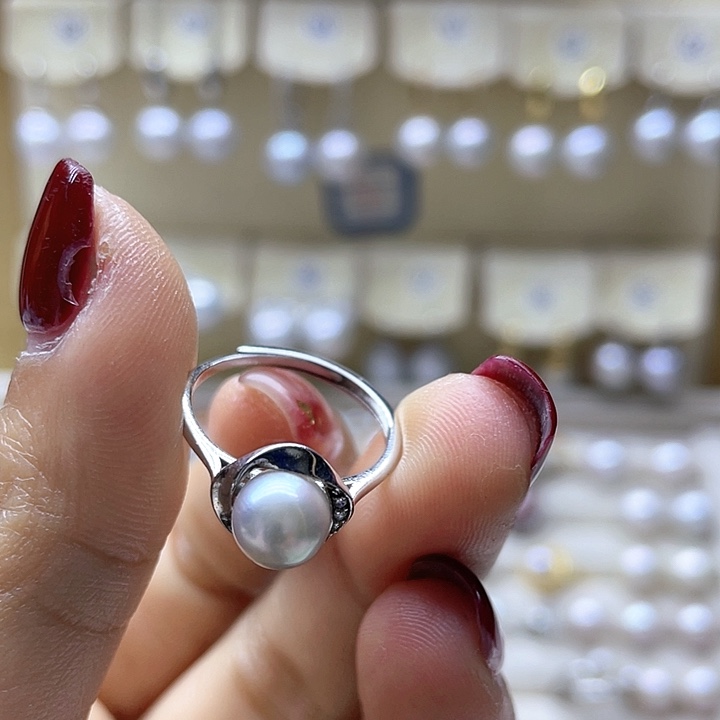 海水珍珠戒指银S925镶嵌