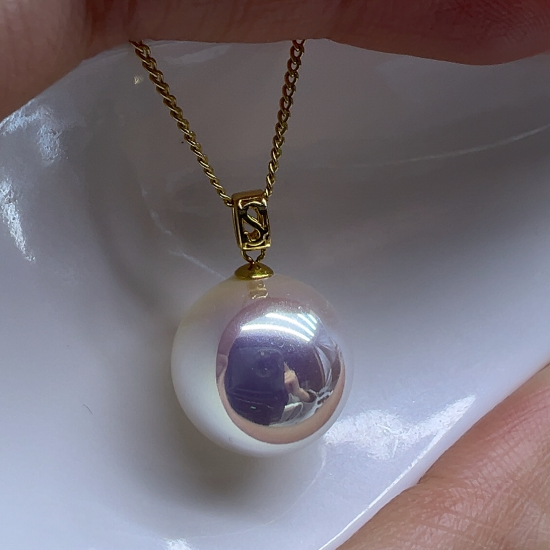 淡水珍珠吊坠(赠链)18K金镶嵌