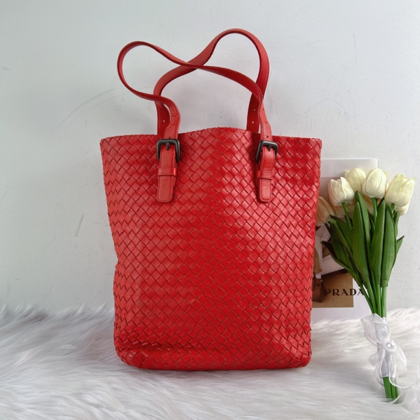 95新 BOTTEGA VENETA/葆蝶家 葆蝶家橘红色百搭托特包