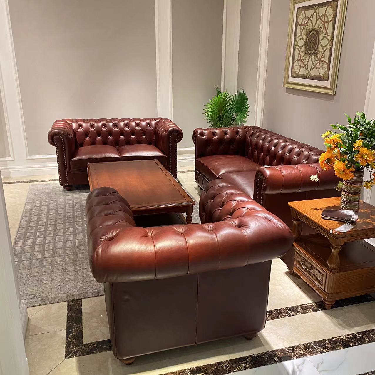 QK6005 组合全皮骑士沙发1+3【单108*95*83三218*95*83】