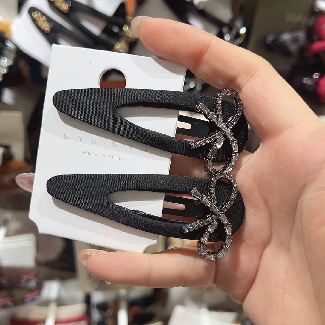 羽毛不锈钢蝴蝶结黑色掰掰夹