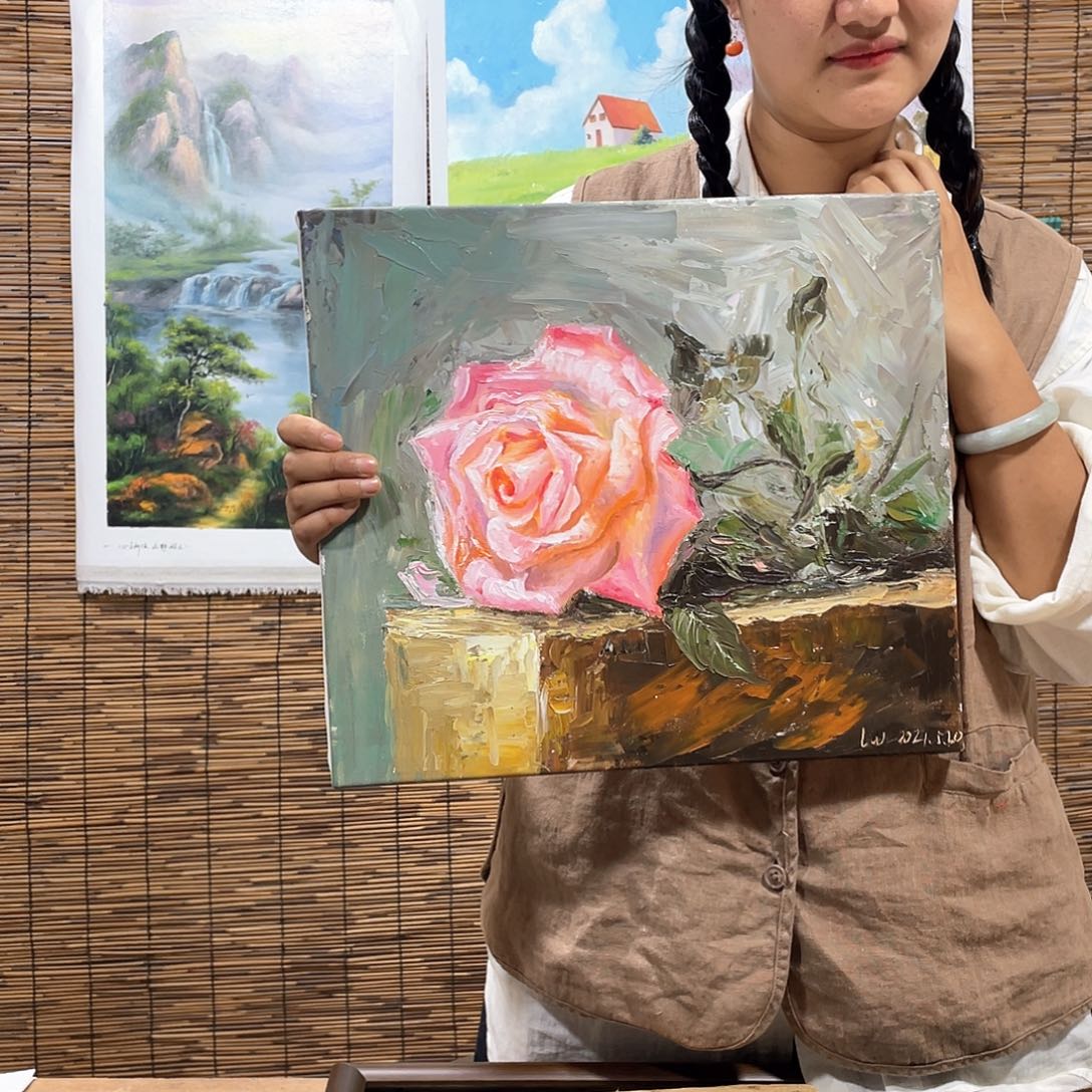 油画行路人画室作品