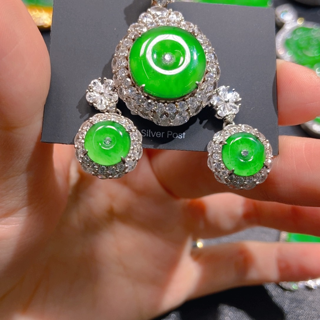 翡翠银S925镶嵌吊坠(不含链)