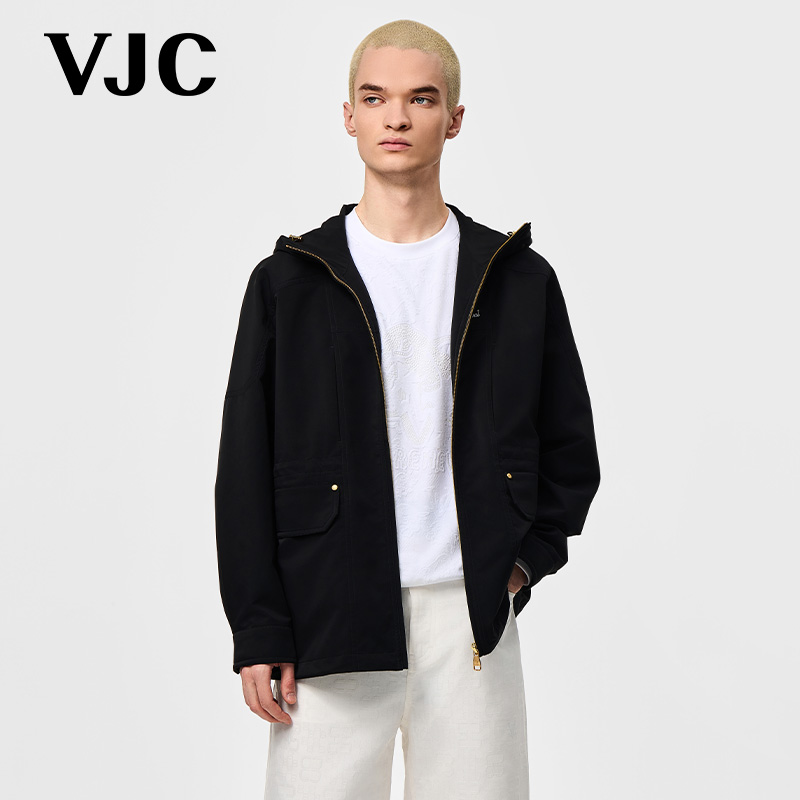 VJC/威杰思2025夏新款男装时尚百搭连帽休闲衫摩登外套B25AF1612