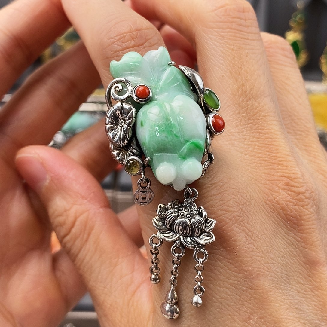 翡翠银S925镶嵌戒指