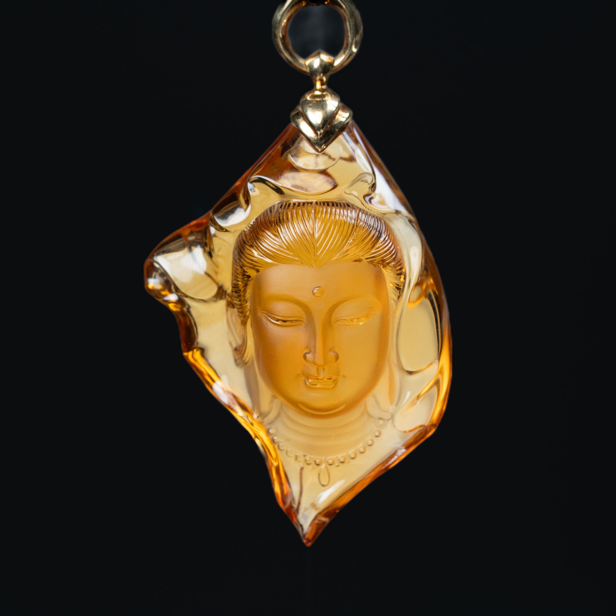 晶匠18k黄水晶观音首吊坠   编号JP36528