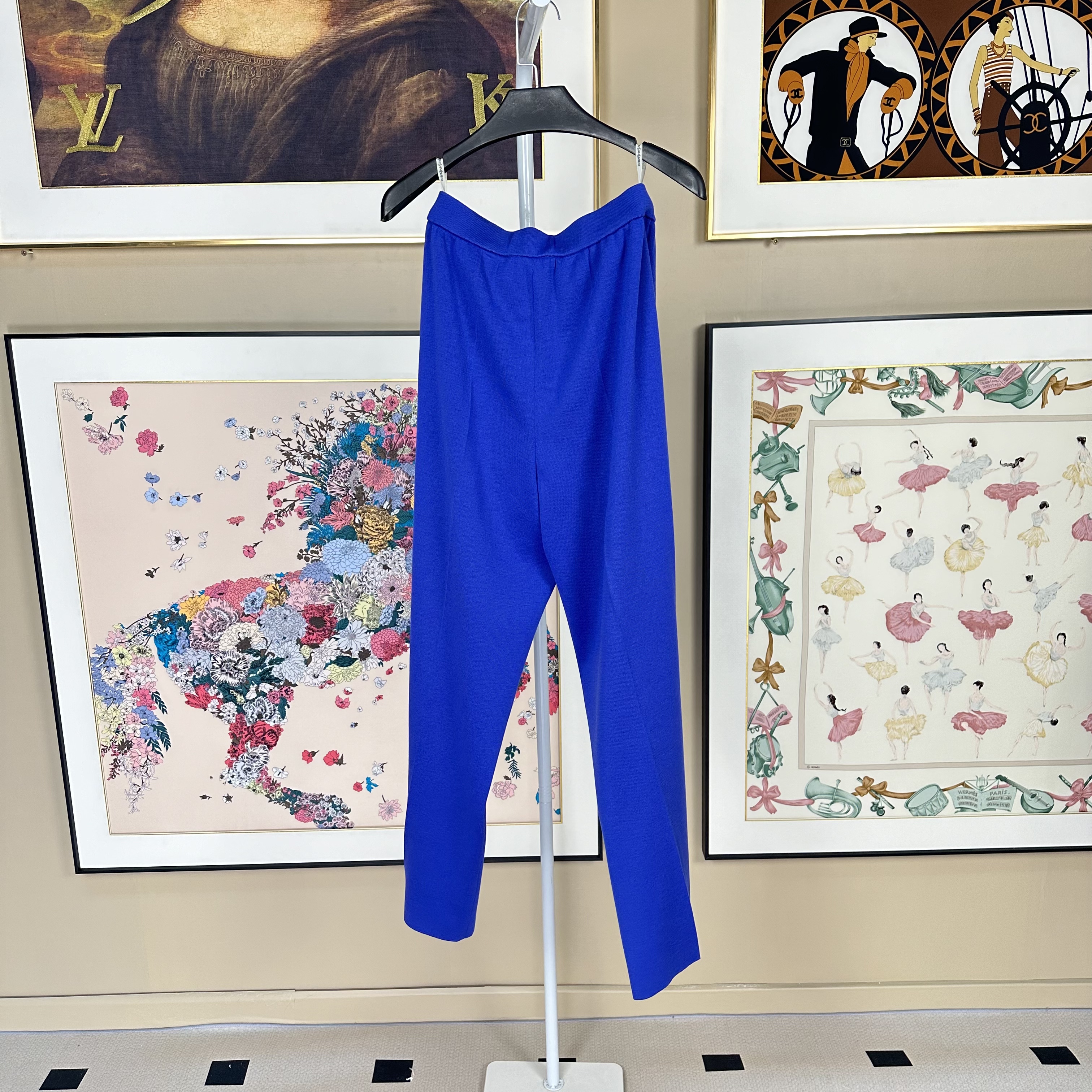 95新 YSL/圣罗兰 长款针织长裤保暖蓝色时尚秋冬/fy2372高腰