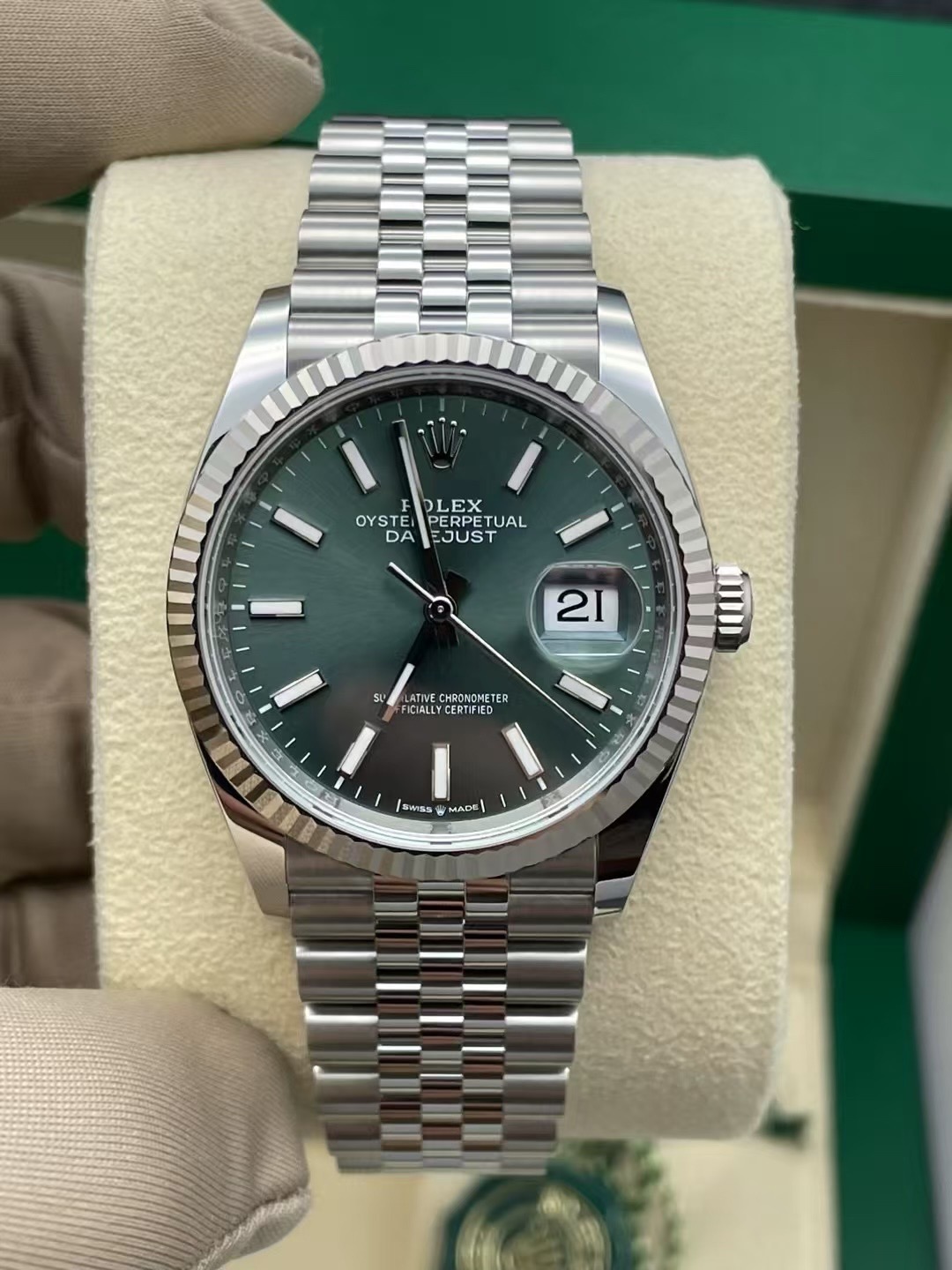 全新未使用 Rolex/劳力士 杜师傅/自动机械/日志/三六薄荷绿
