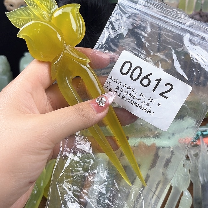 蛇纹石玉发簪合金
