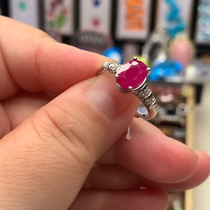 银S925镶嵌戒指红宝石
