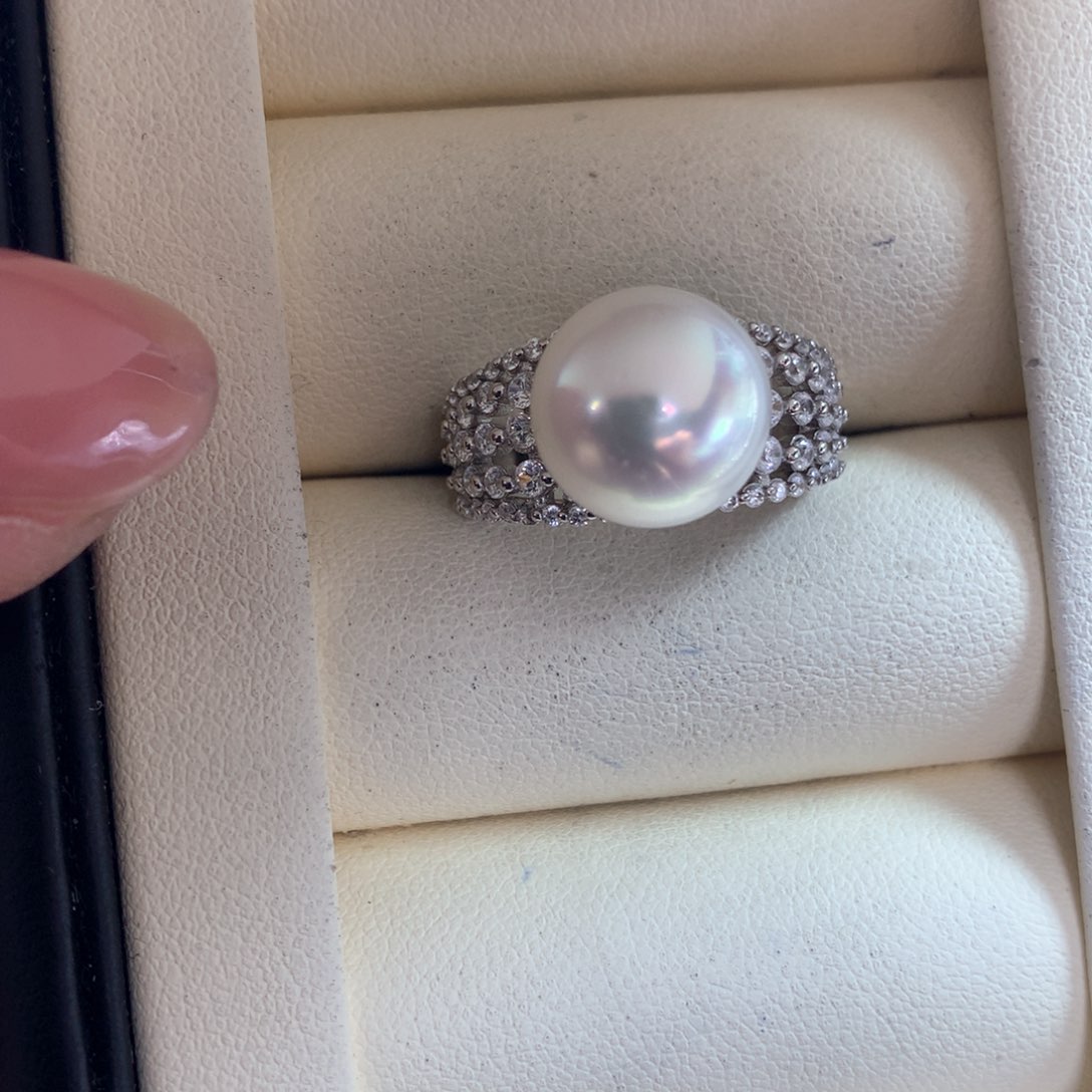 海水珍珠戒指银S925镶嵌