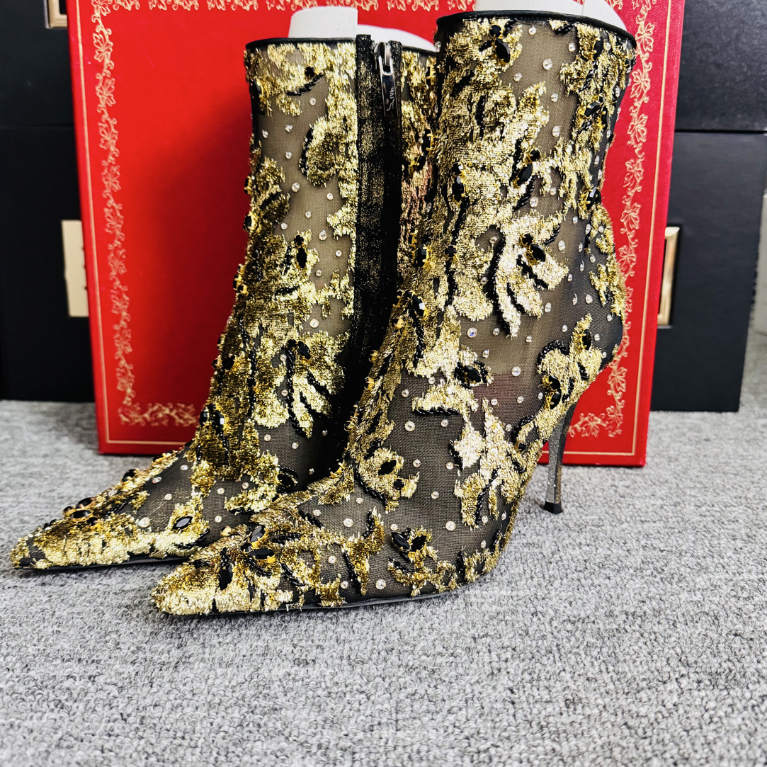 未使用 maje rene caovilla闪片黑钻半靴37码ysc3334