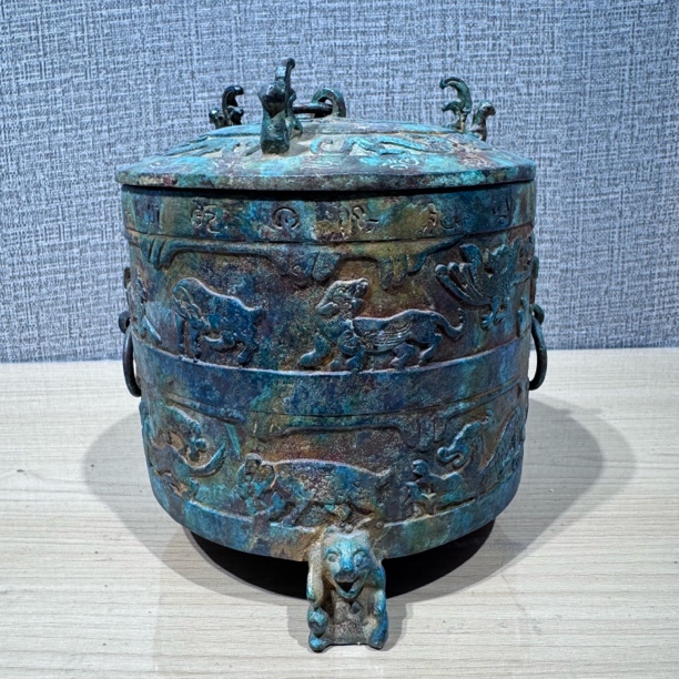 仿古青铜器立鸟神兽樽古代酒樽食器工艺品中式装饰摆件博古架礼品