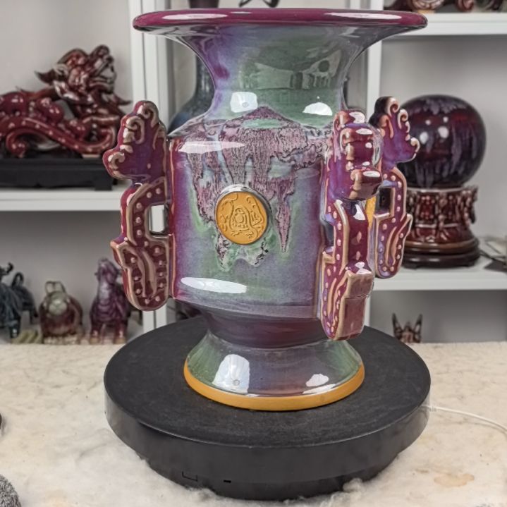 摆件钧瓷摆件神後鎮鈞瓷