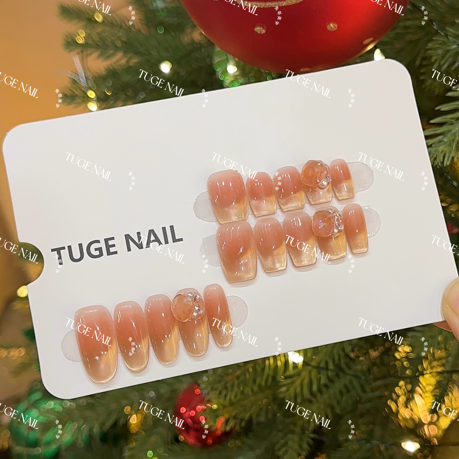 TugeNail“冬日暖阳”（清仓）秋冬显白美甲渐变猫眼法式穿戴甲TGJJ