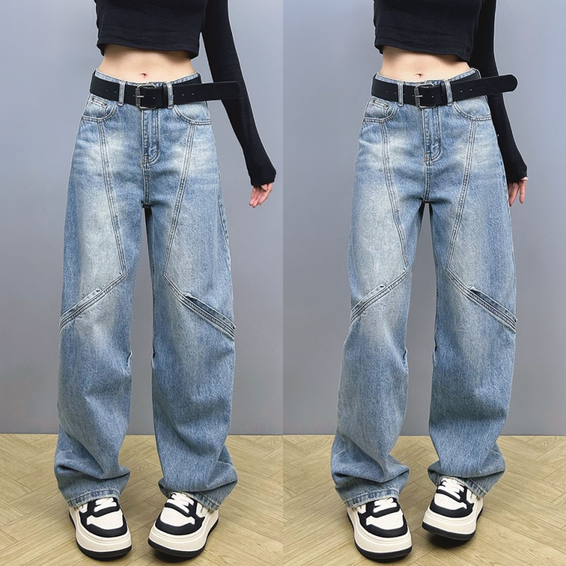 设计感弯刀牛仔裤女2025春季新款宽松显瘦阔腿镰刀裤百搭香蕉裤子