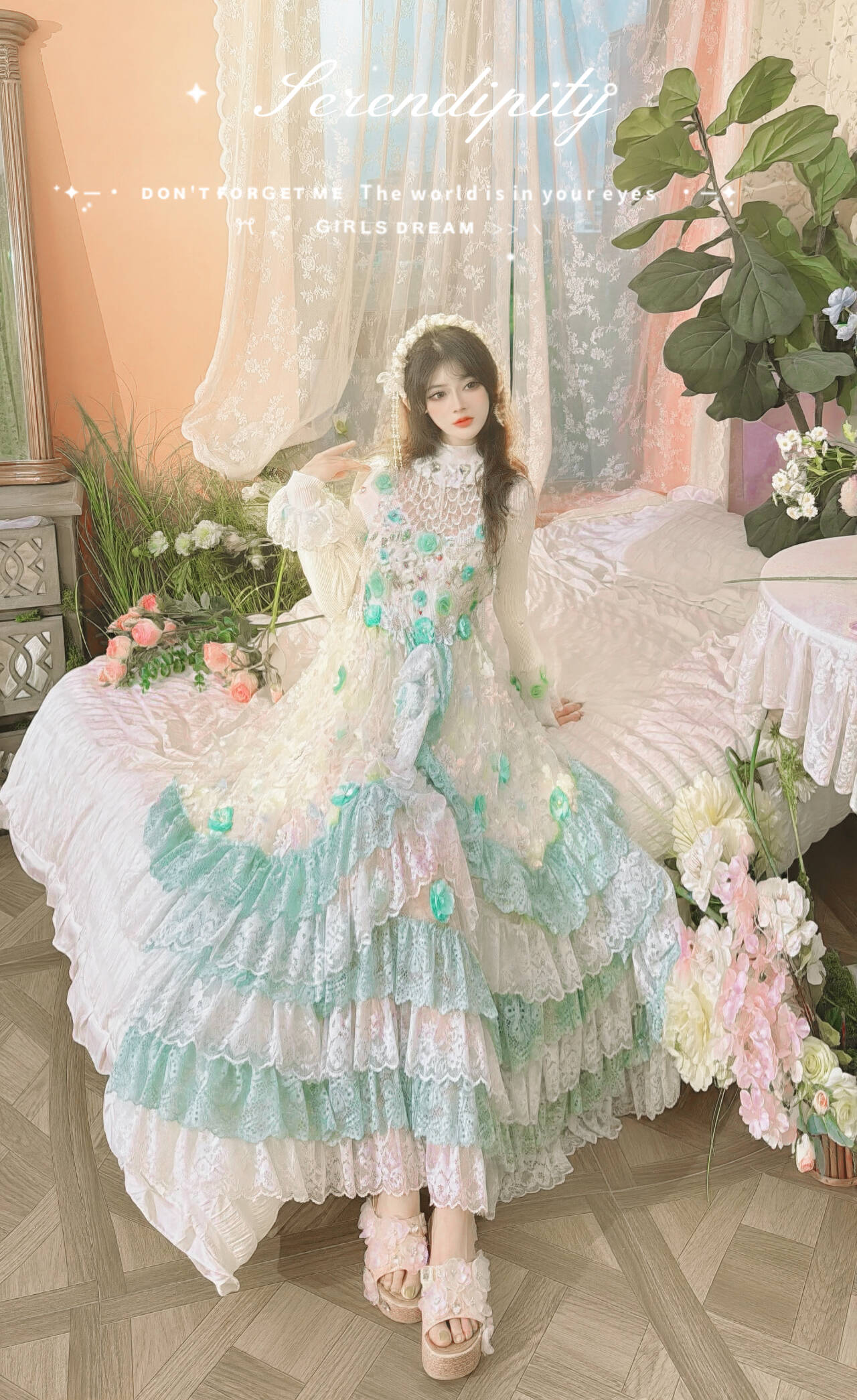 33梦幻公主长裙中长裙夏款自带蓬蓬纱大裙摆连衣裙公主裙