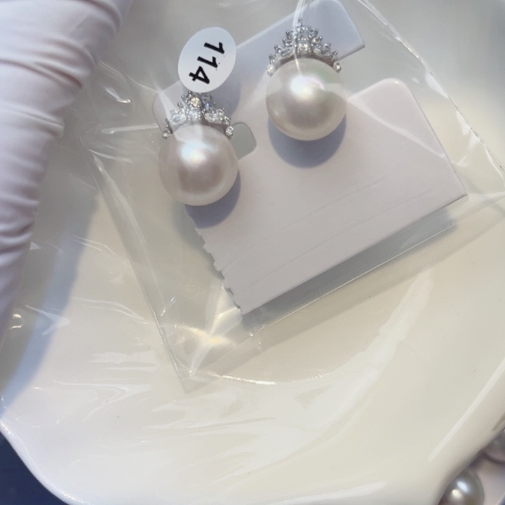 淡水珍珠耳饰银S925镶嵌