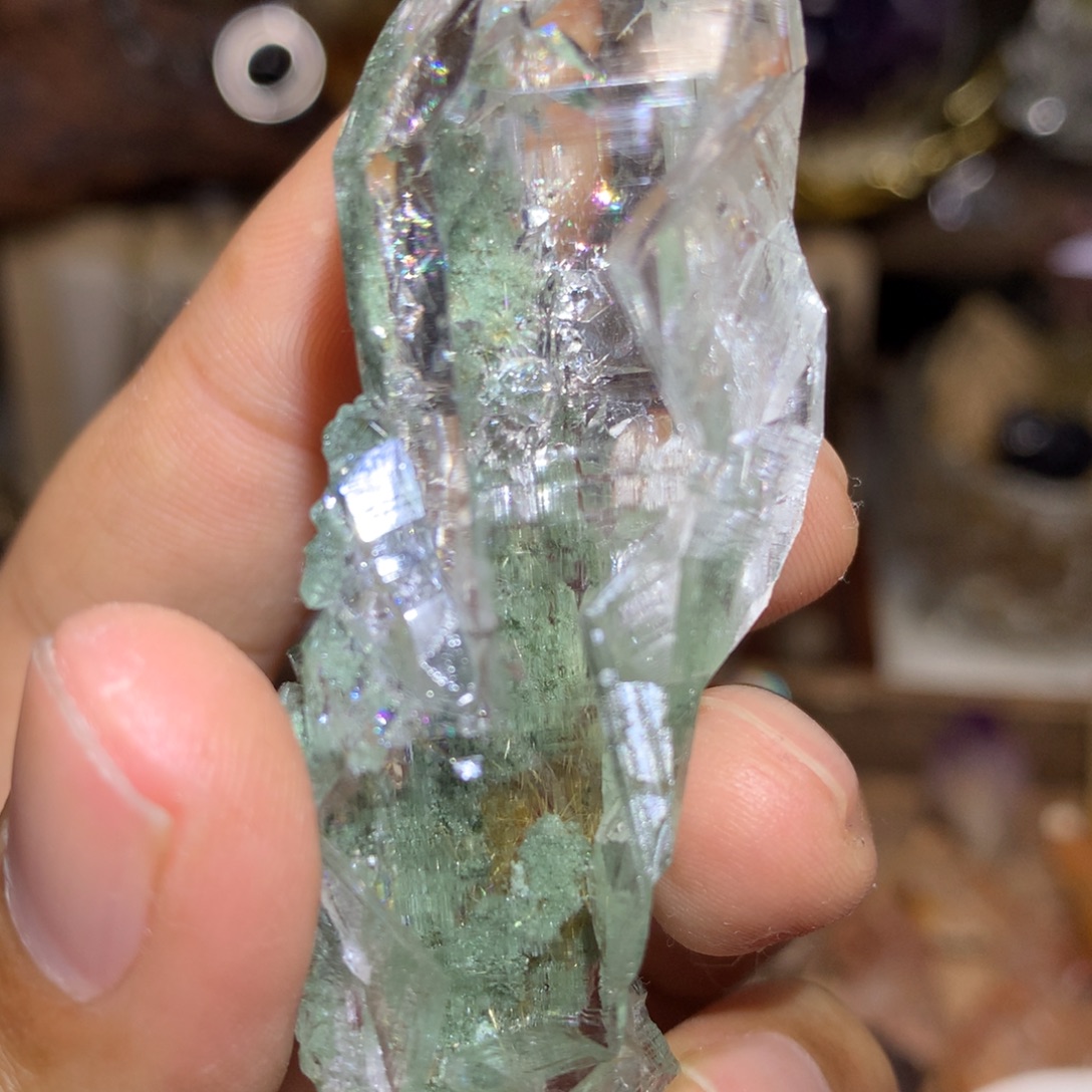 水晶珠宝半成品未镶嵌印度喜马拉雅绿幽灵发金发晶