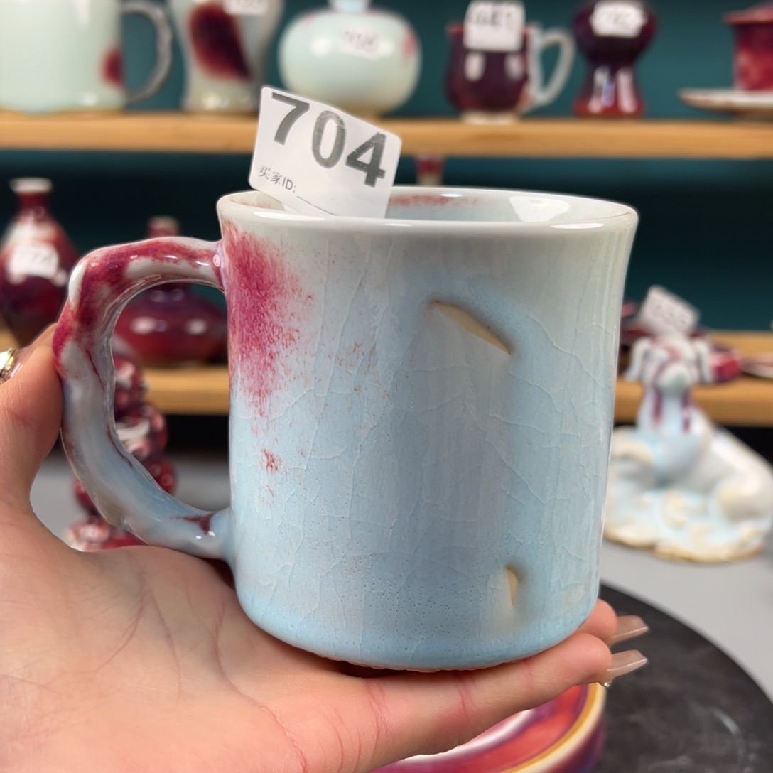 瓷片微瑕办公杯纯手工
