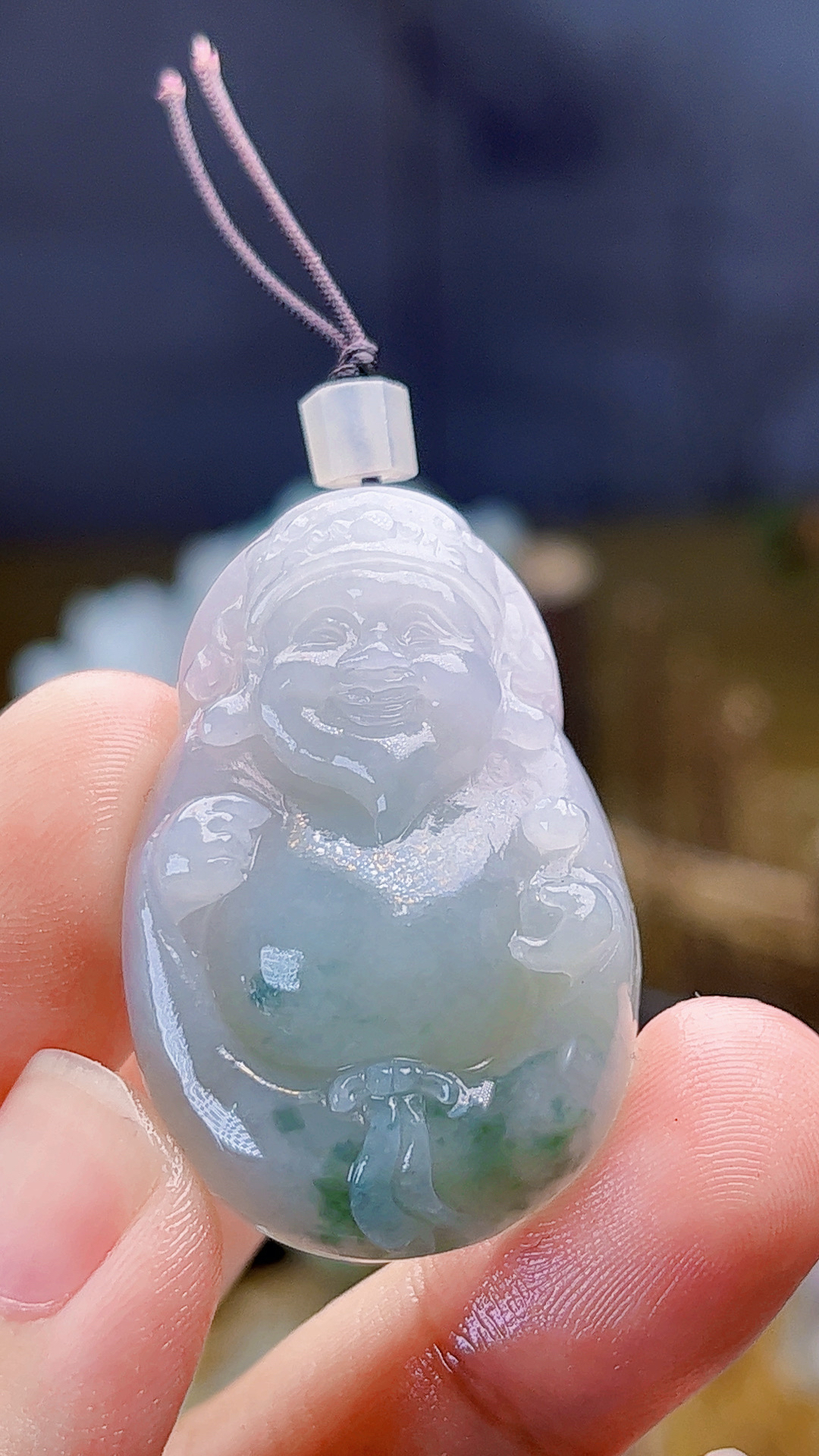 天然缅甸翡翠冰胶飘绿花财神毛货买断需抛光尺寸39-25-10