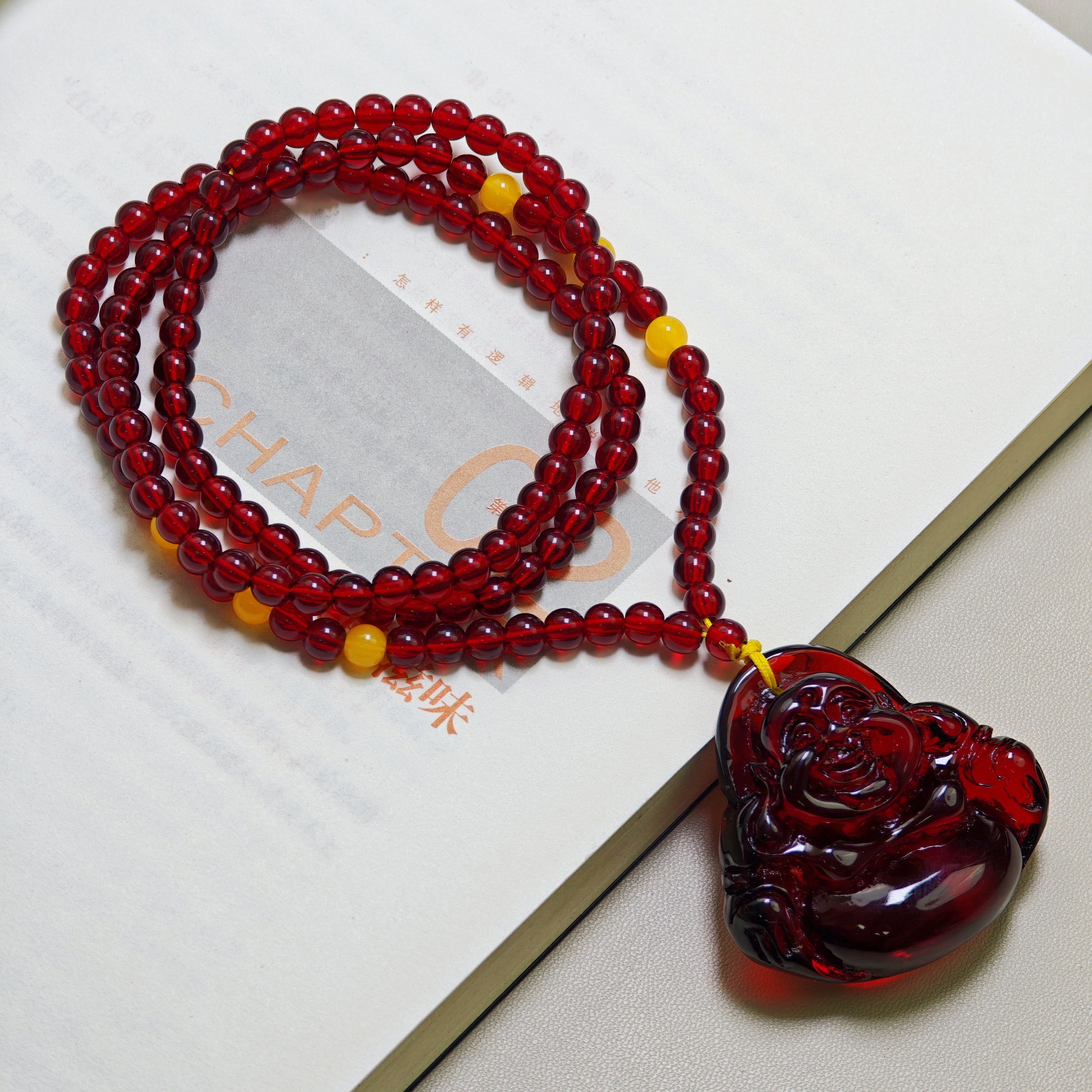 盛世典藏甄选血珀大肚佛项链 A31-多样性发货