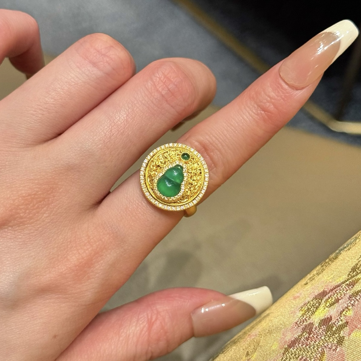 足金旋转葫芦戒指时尚实心黄金戒指