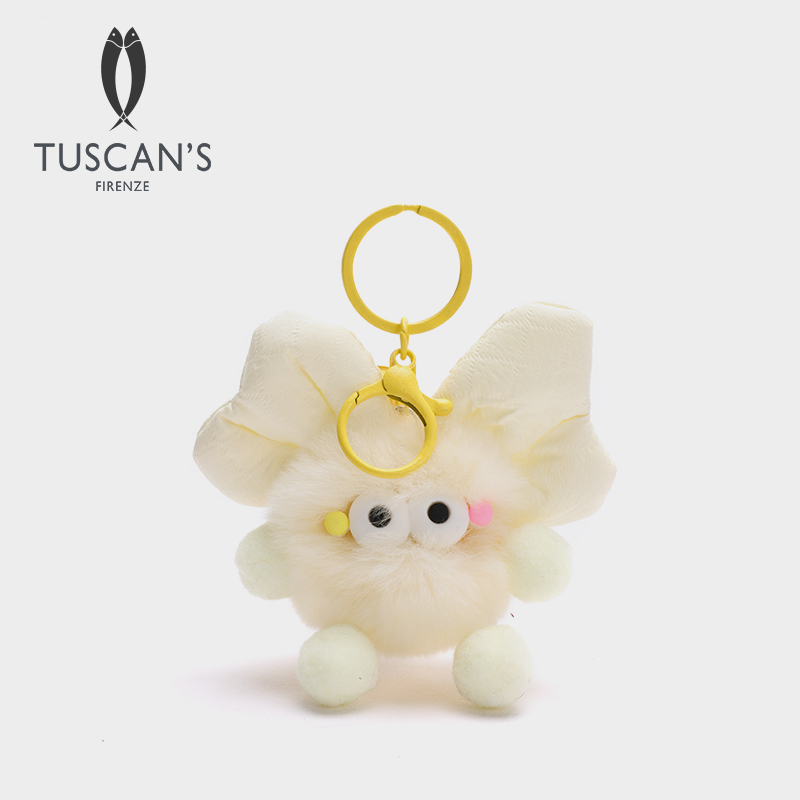 TUSCAN'S狐狸毛创意蝴蝶结小煤球毛绒可爱公仔箱包配件时代集团
