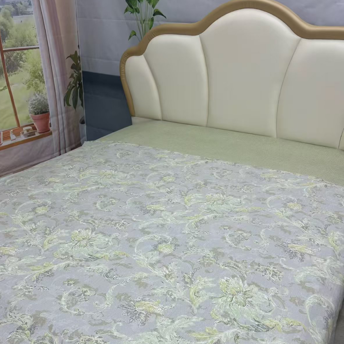原麻皱皱纱，（紫怡）2×2.4布料，免费加工，亲肤舒适柔软，-1