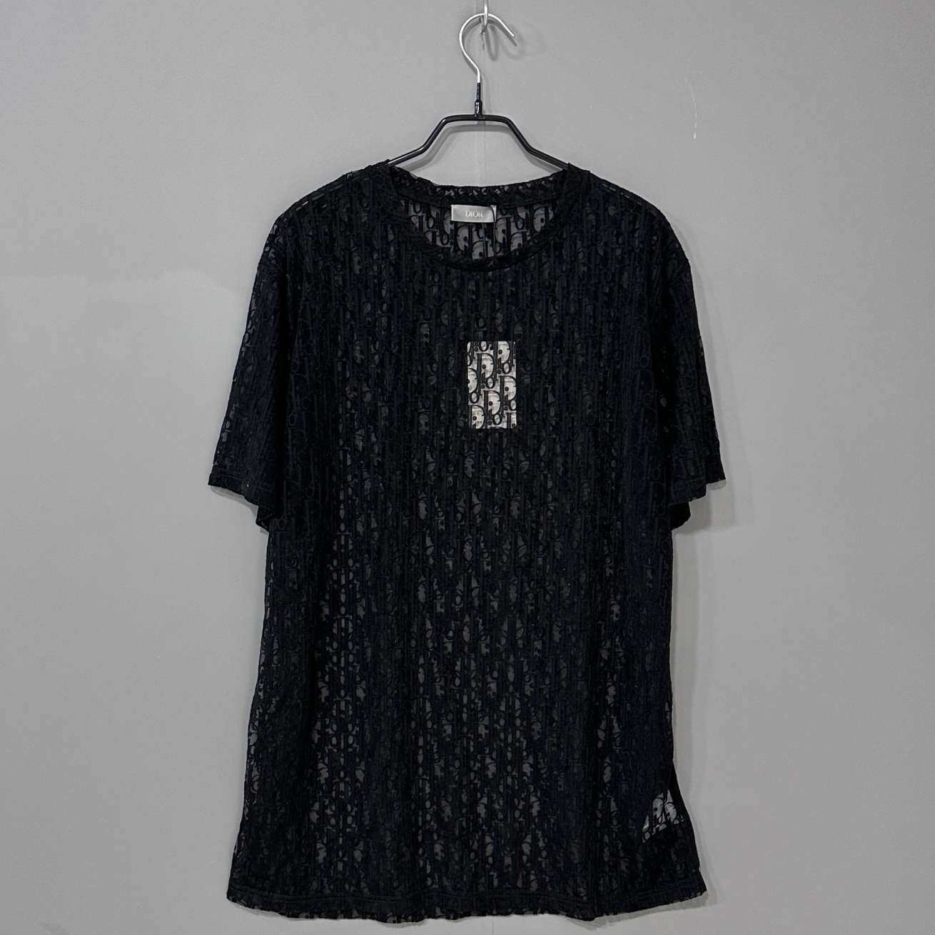 99新 DIOR/迪奥 黑色老花满印透视短袖/L码/76750