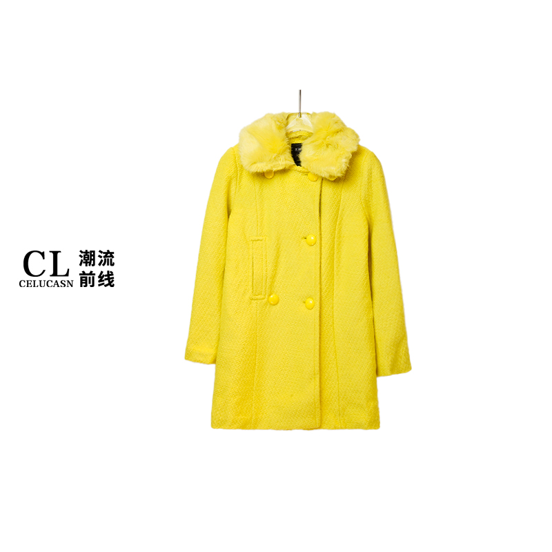 S4VON0722#秋冬新款女中长褛呢棉衣保暖呢大衣外套