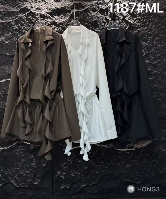 卡麦酱-HONGS 设计师款玉带飘飘衬衫 1187